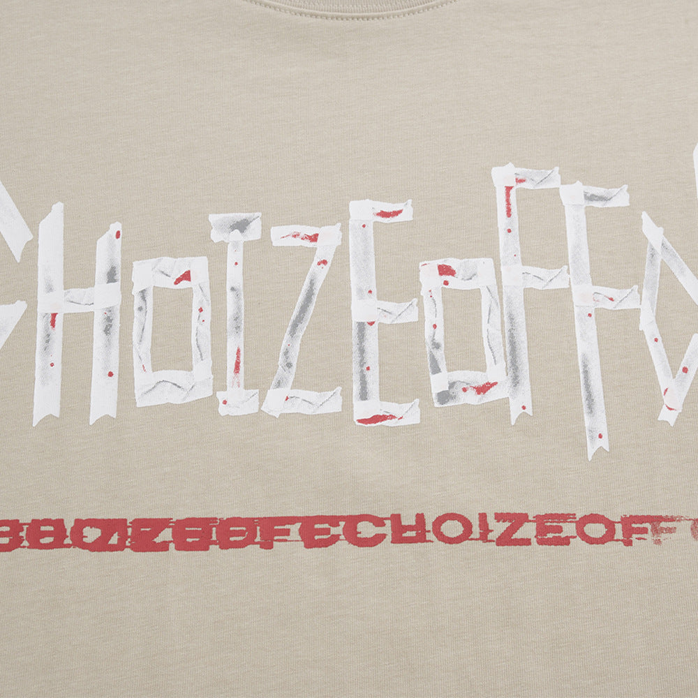 Graffiti Letter Print Short-sleeve Casual Pure Cotton