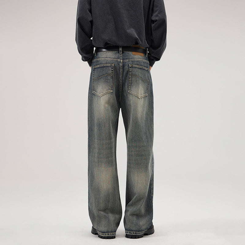 Men's Vintage Heavy-duty Washed Slub Jeans