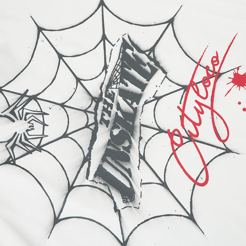Spider Web Printed Short Sleeve High Street Niche
