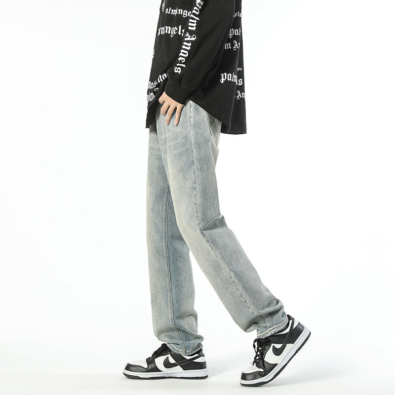 Light Color Retro Tapered Jeans Men's Autumn Ins