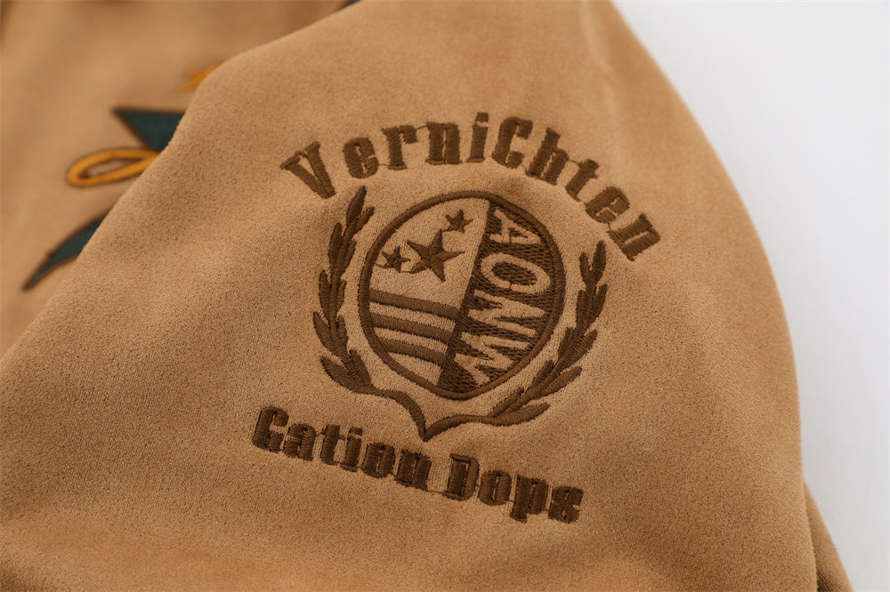 Five-pointed Star Embroidered Lapel Baseball Uniform Jacket