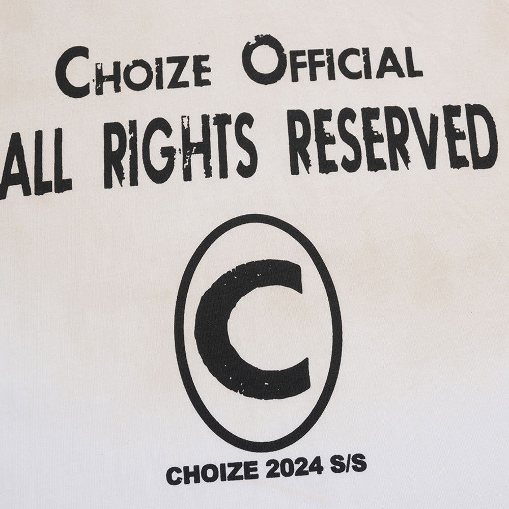 Tie-dye Gradient Short-sleeved T-shirt American Letters