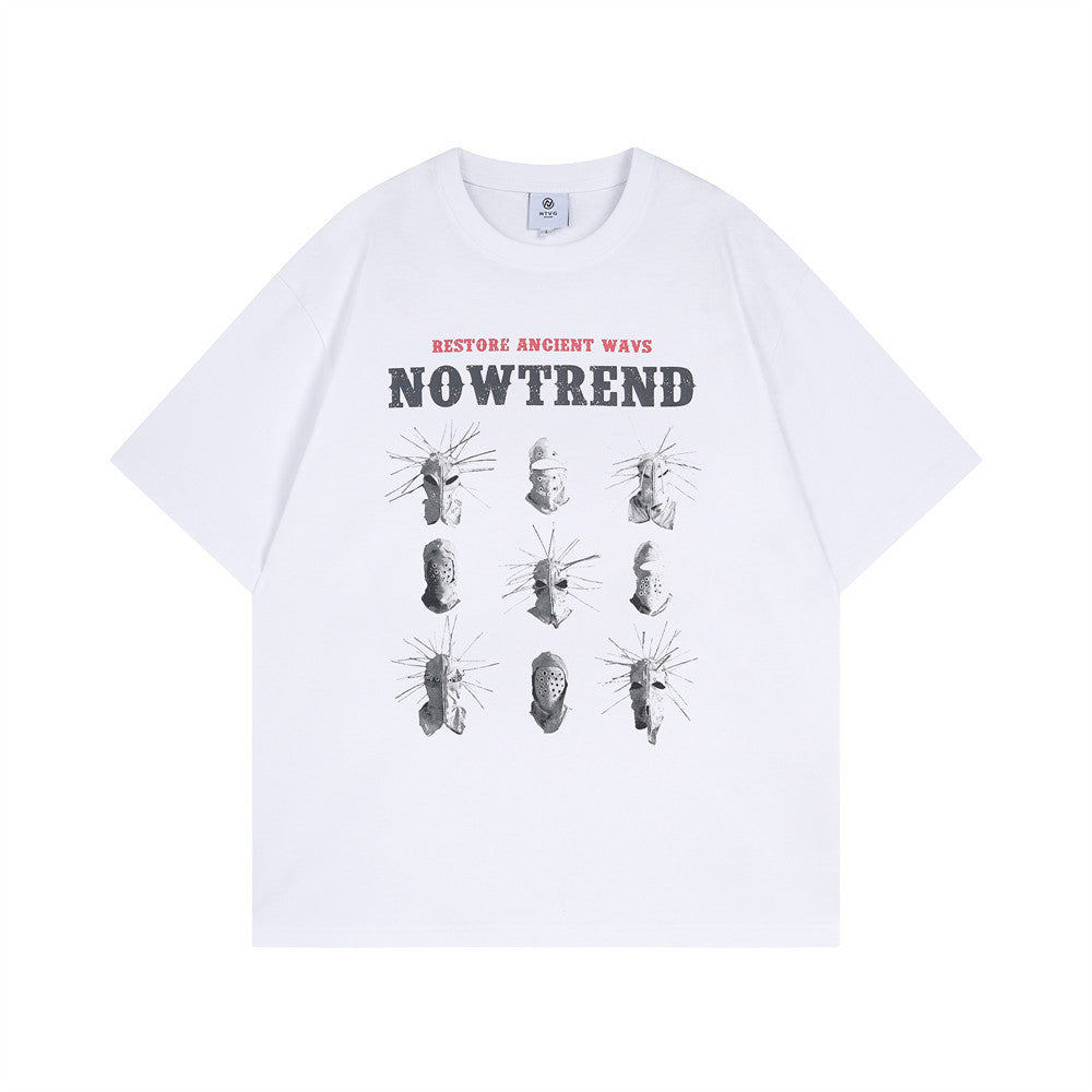 Spoof Masked Printing Short Sleeved T-shirt