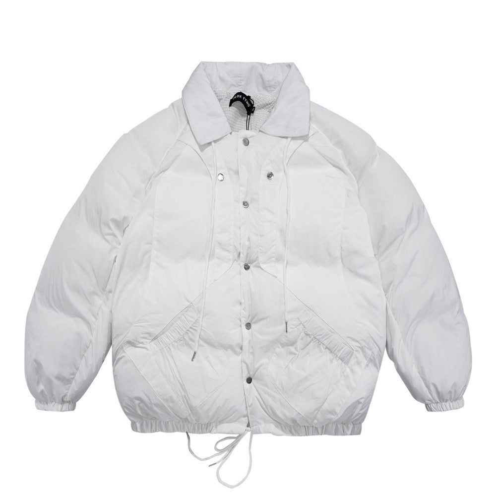 Simple Style Solid Color Bread Suit Men's Loose Lapel Thickened Padded Jacket