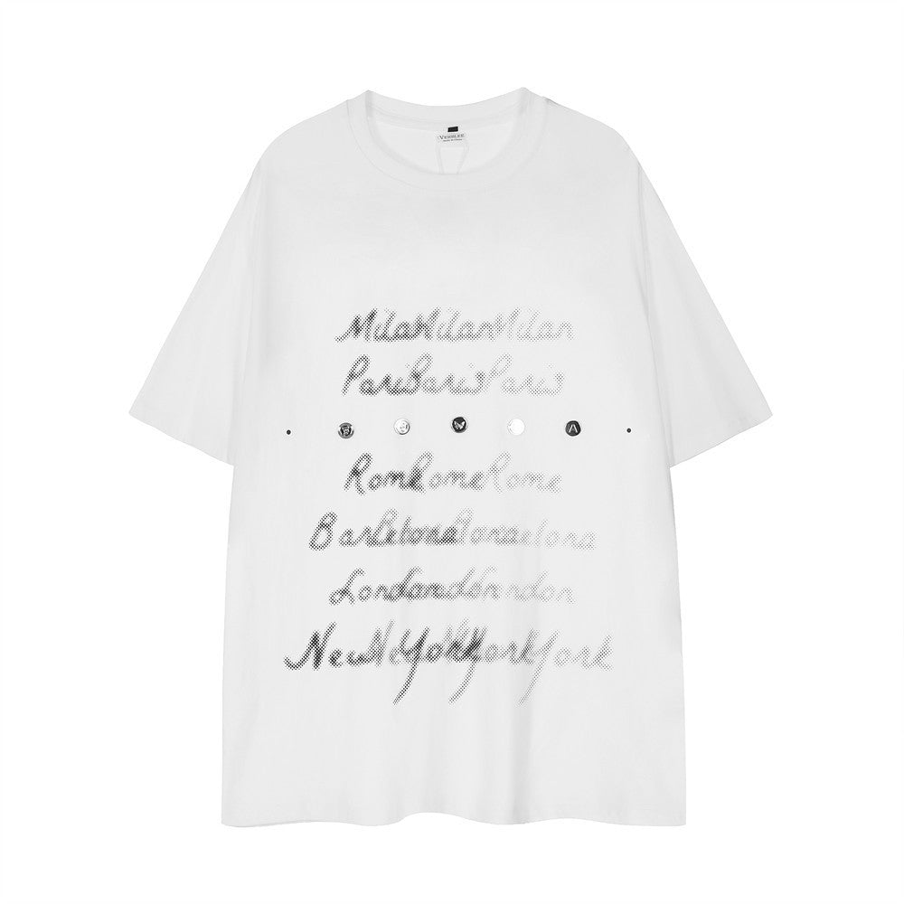 Letter Metal Nail Decoration Casual Short Sleeve