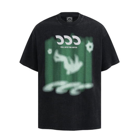 Abstract Pattern Printing Wash Short Sleeve