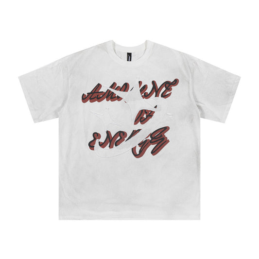 Patch Decoration Letters Spray Paint For Dirty Short Sleeves