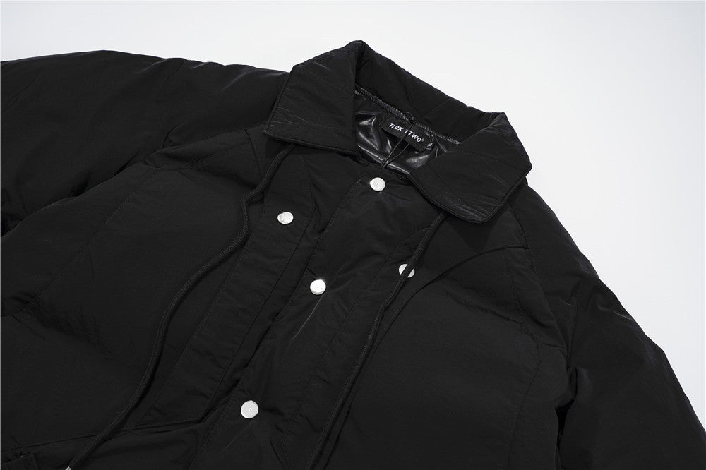 Simple Style Solid Color Bread Suit Men's Loose Lapel Thickened Padded Jacket