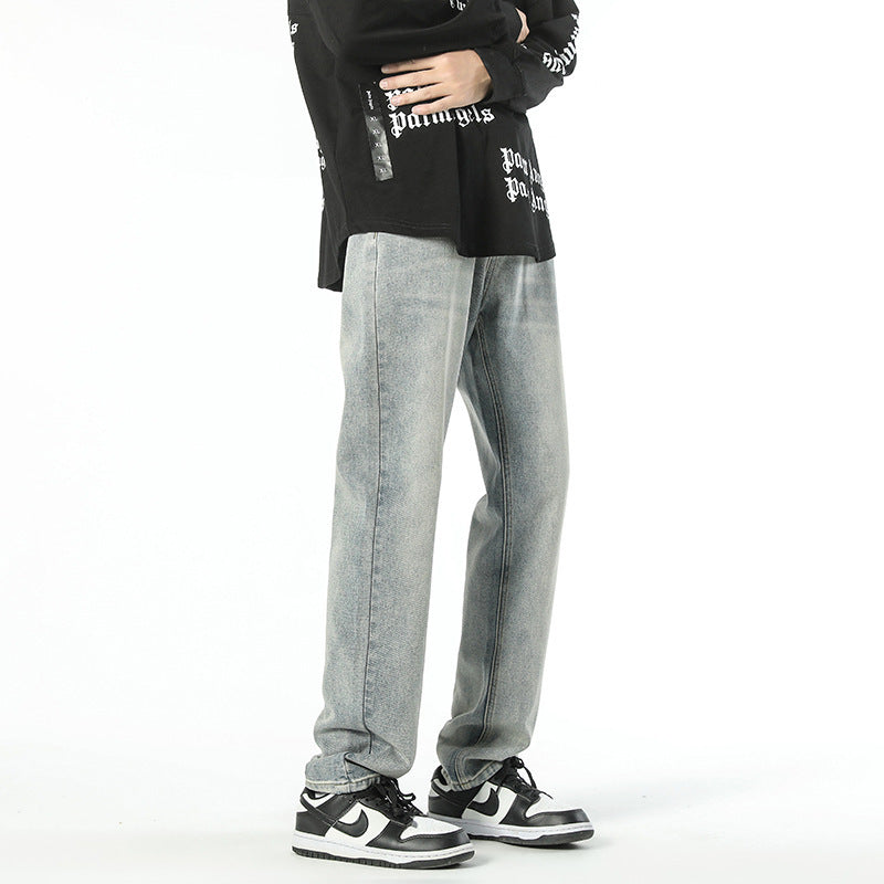 Light Color Retro Tapered Jeans Men's Autumn Ins