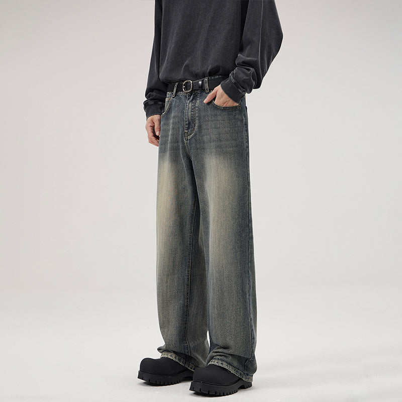 Men's Vintage Heavy-duty Washed Slub Jeans