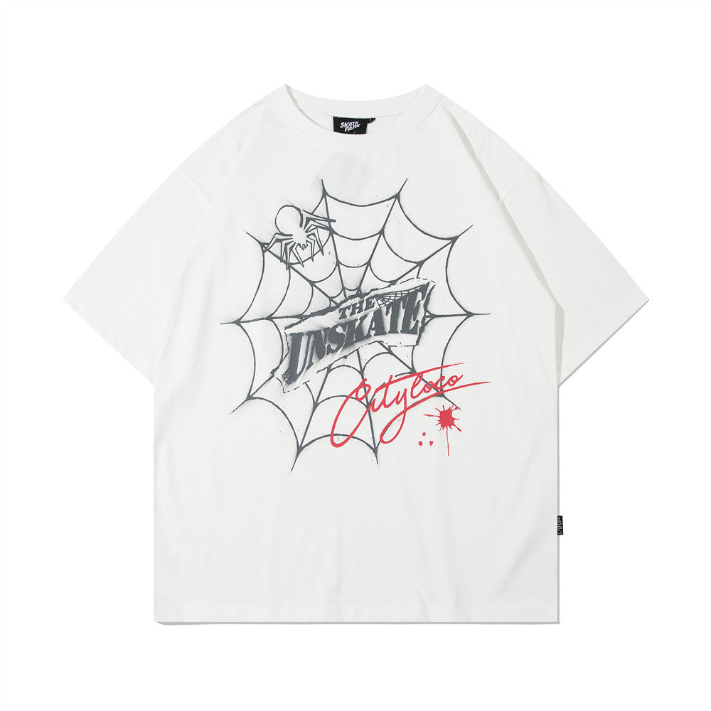 Spider Web Printed Short Sleeve High Street Niche