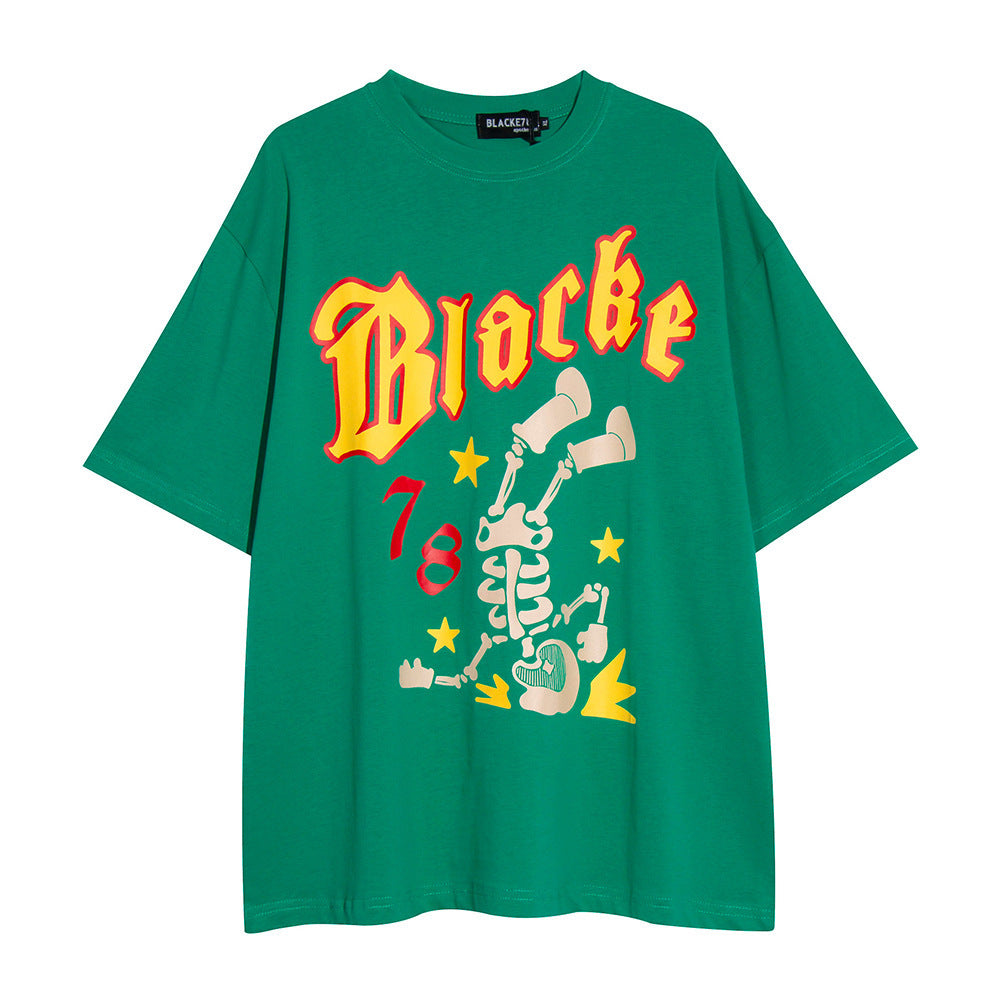 Men's Casual Fun Skull Skeleton Printed T-shirt