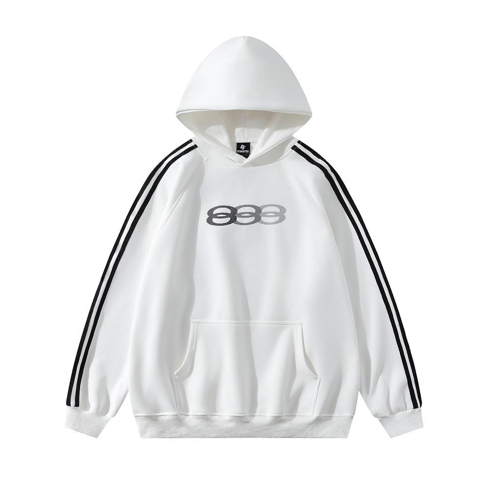 Street American Side Three Horizontal Striped Hooded Sweater Spring And Autumn Men