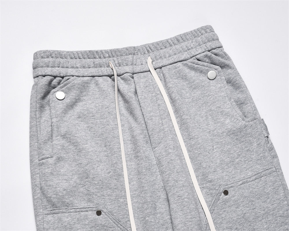 Men's Solid Color Casual Elastic Waist Wide Leg Loose Track Sweatpants
