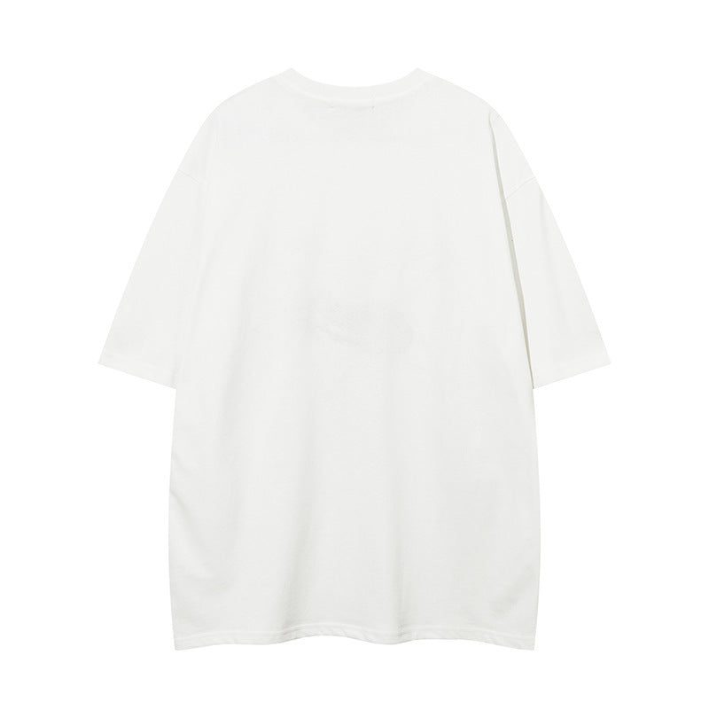 American  Patch Short Sleeve Retro Hip Hop Loose Half-sleeved T-shirt