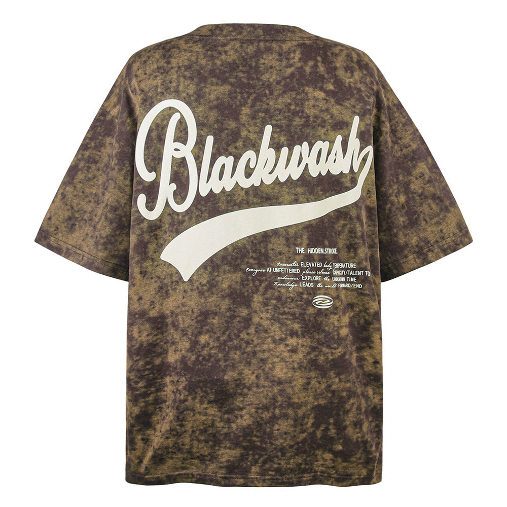 Tie-dye Letter Print Short-sleeve T-shirt Men's