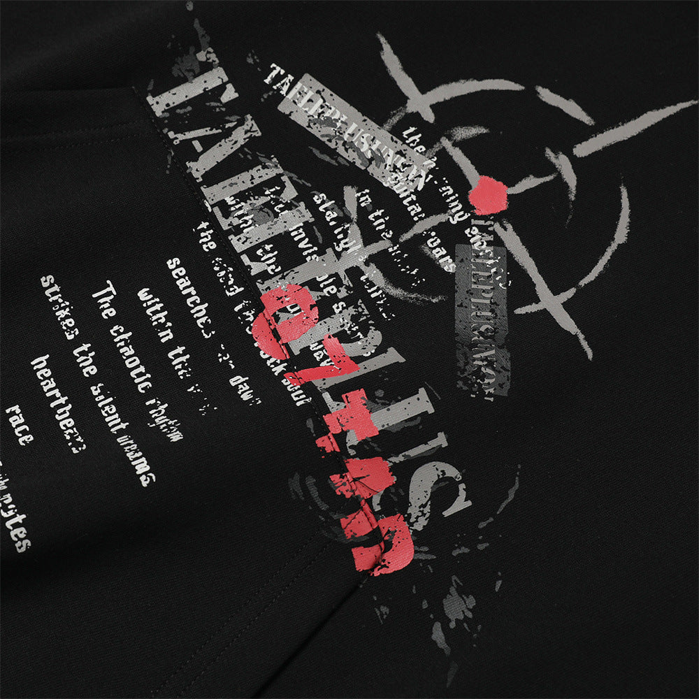 Printed False Two-piece Pullover Patchwork Hoodie Men