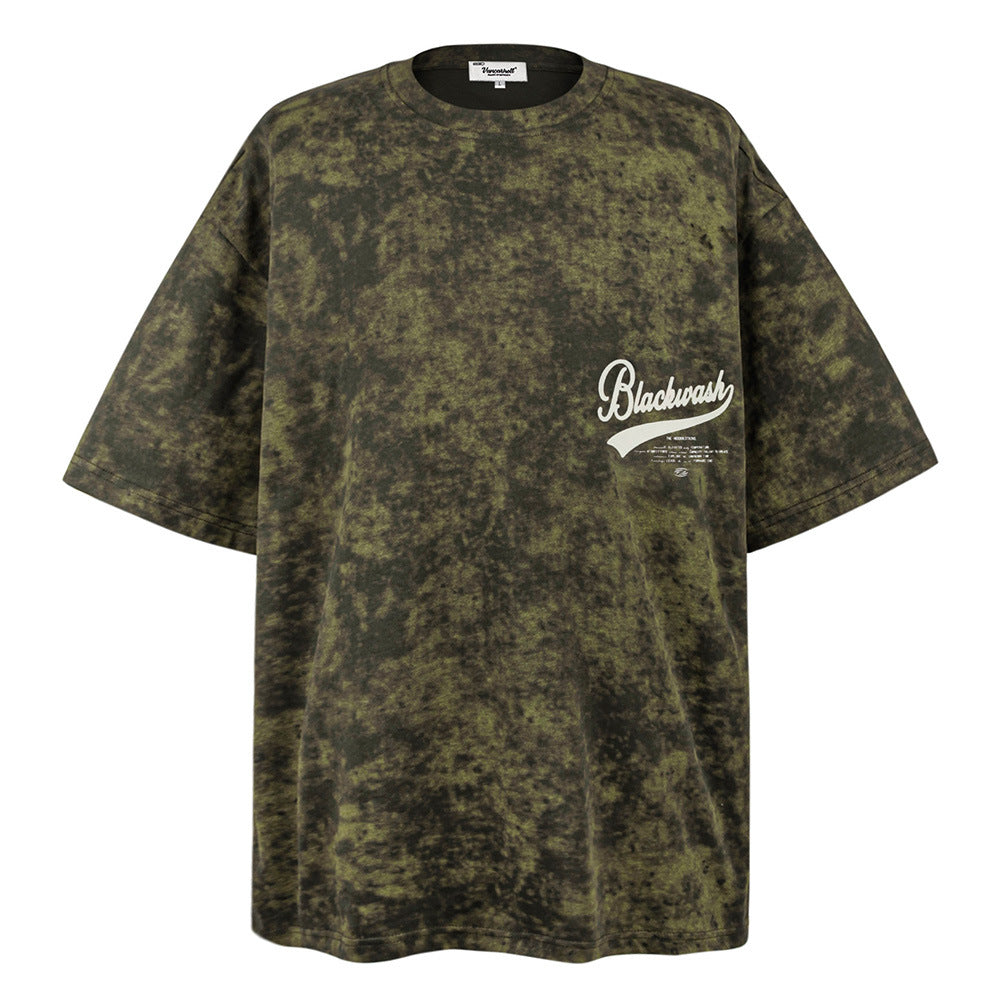 Tie-dye Letter Print Short-sleeve T-shirt Men's