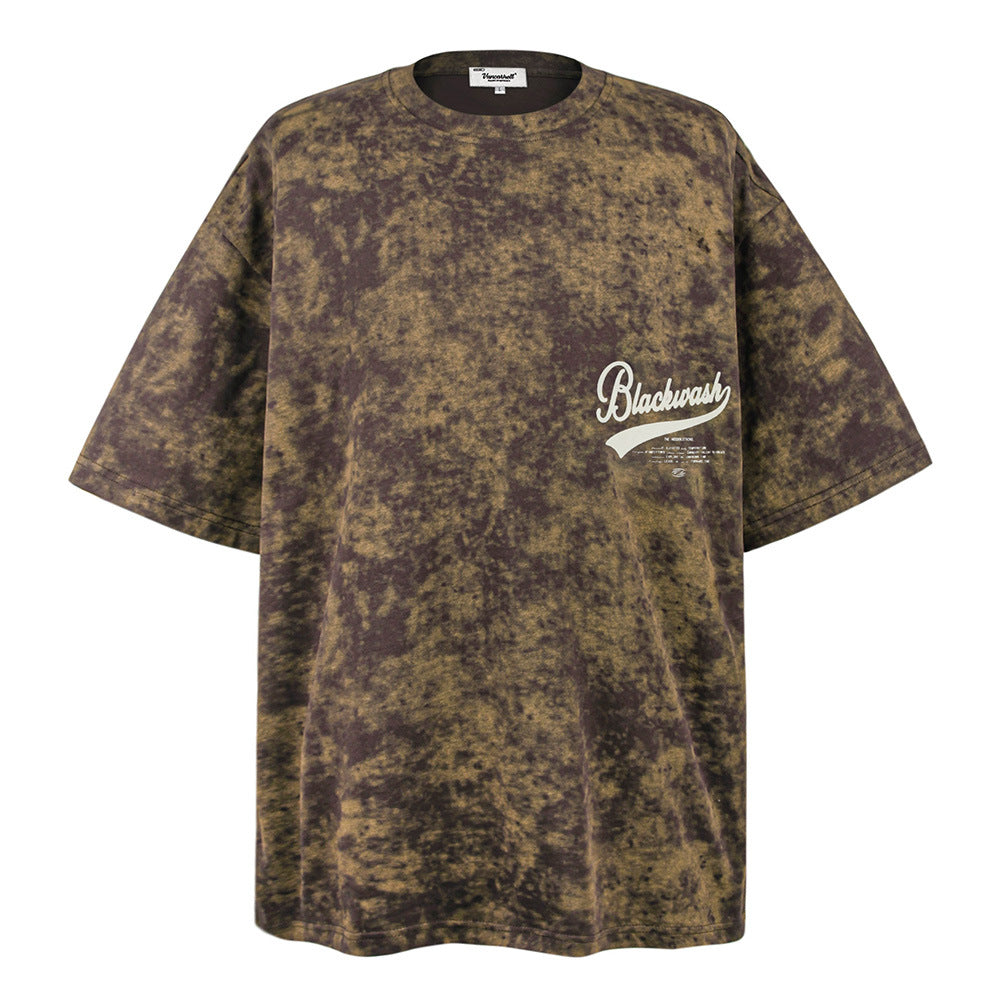 Tie-dye Letter Print Short-sleeve T-shirt Men's