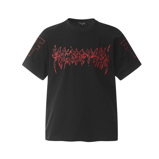 Flame Letter Abstract Printing Short Sleeve Men