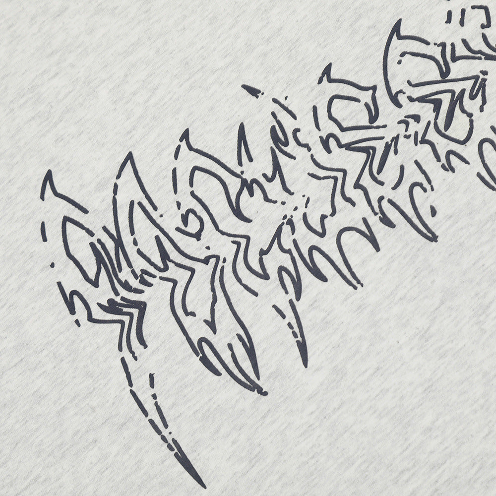 Flame Letter Abstract Printing Short Sleeve Men