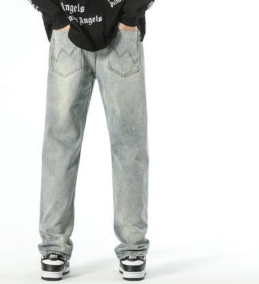 Light Color Retro Tapered Jeans Men's Autumn Ins