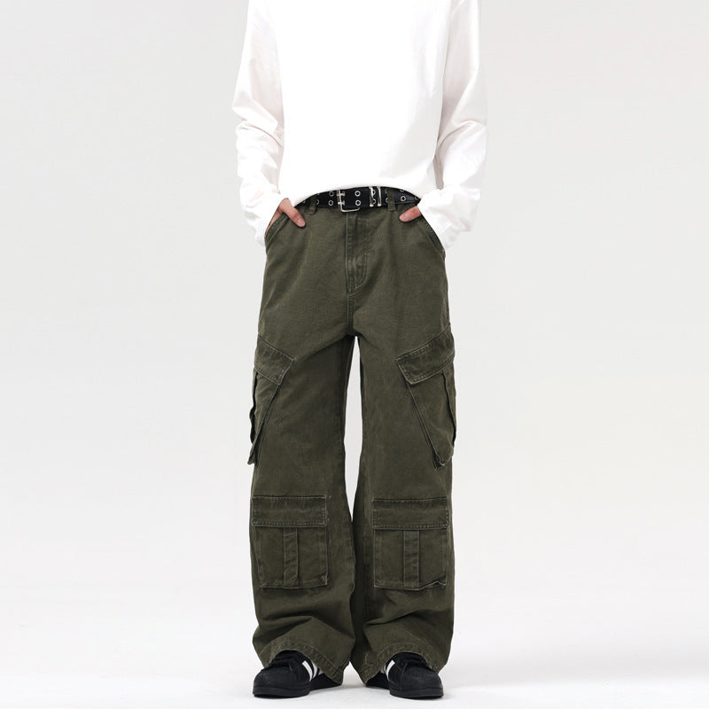 American-style Retro Side Large Pocket Design Overalls