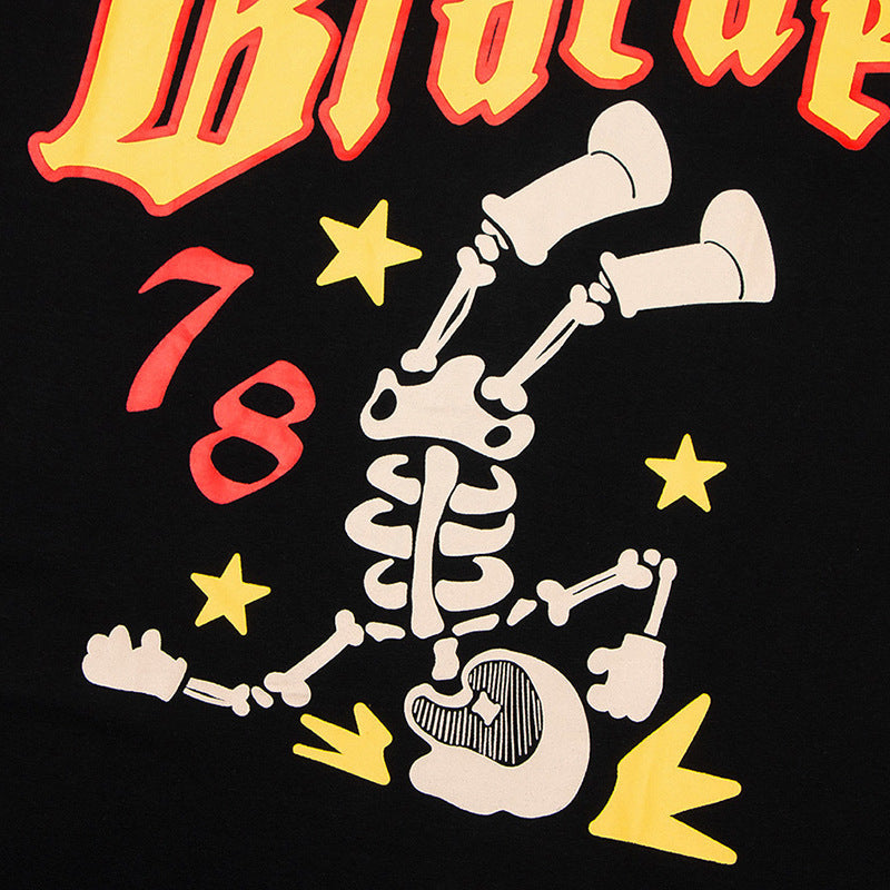 Men's Casual Fun Skull Skeleton Printed T-shirt