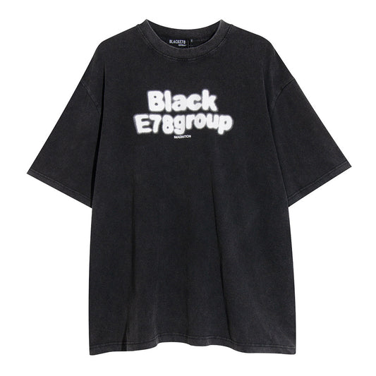 Letter Print Washed And Worn Loose T-shirt
