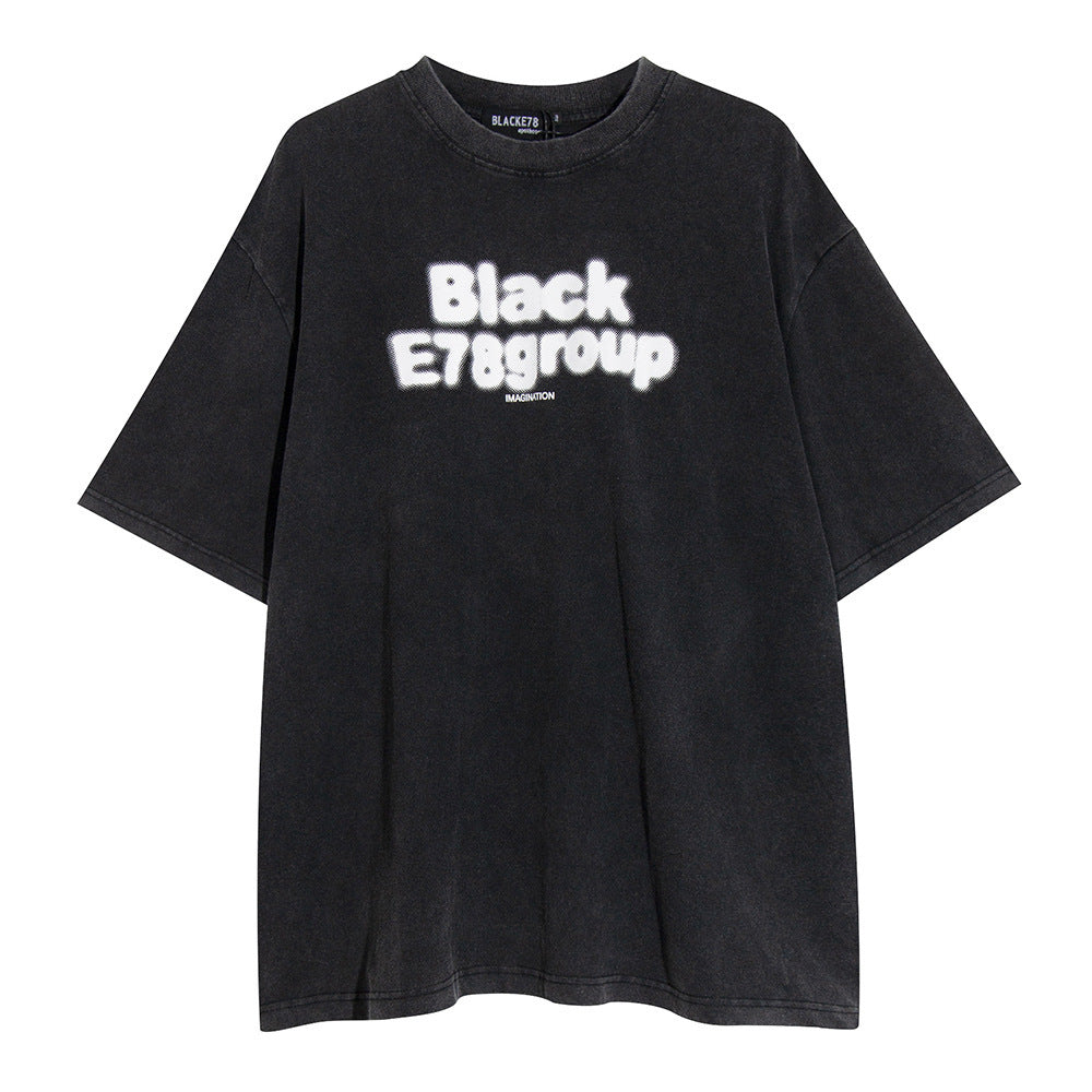 Letter Print Washed And Worn Loose T-shirt