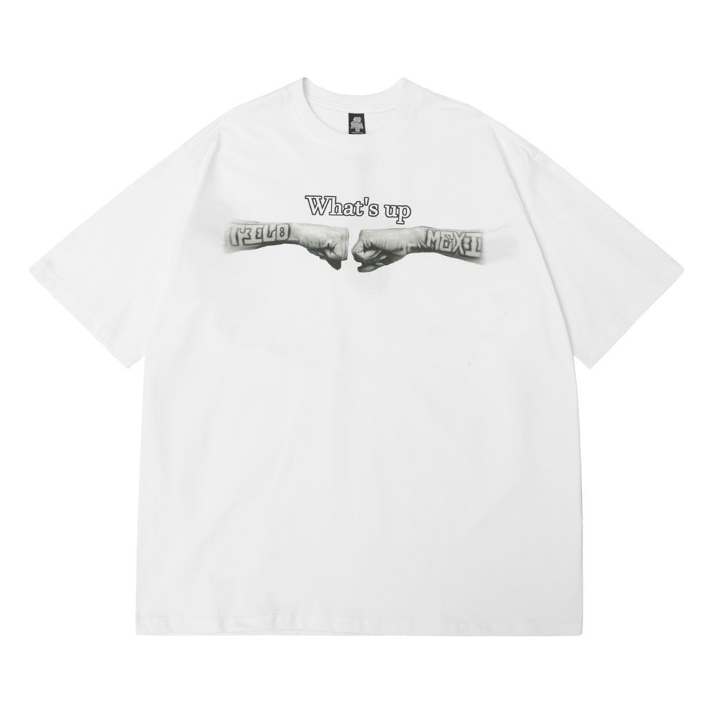 Fist Chalk Direct Injection Printed Short Sleeve Loose