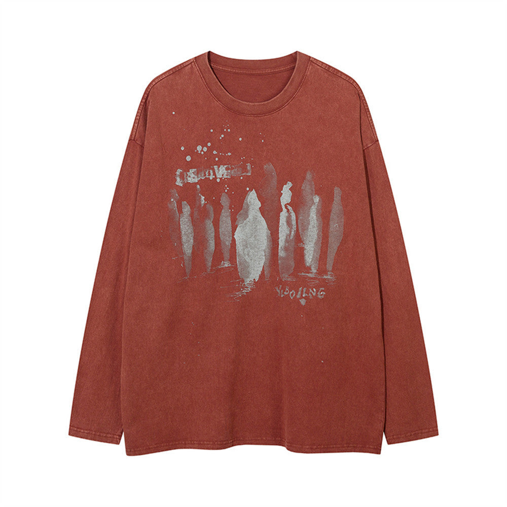Men's American-style Printed Long-sleeved T-shirt