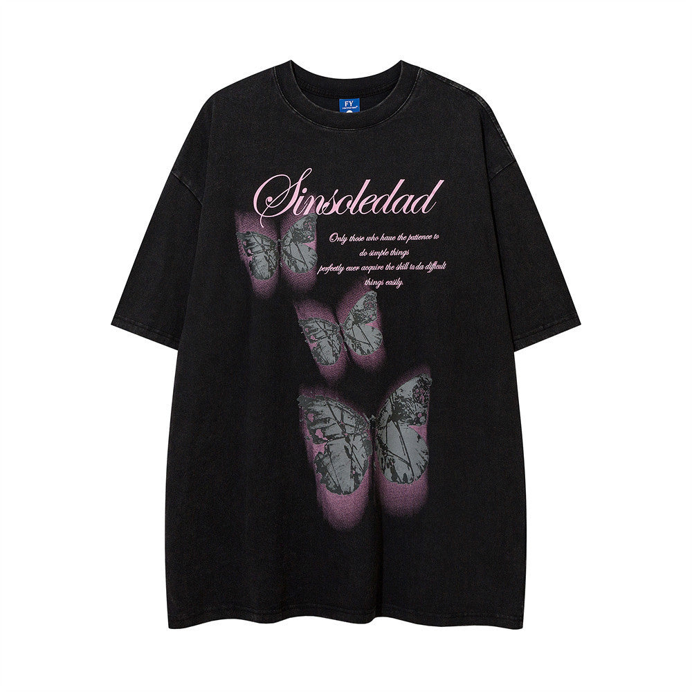 Idle Style Butterfly Design Print Short Sleeve