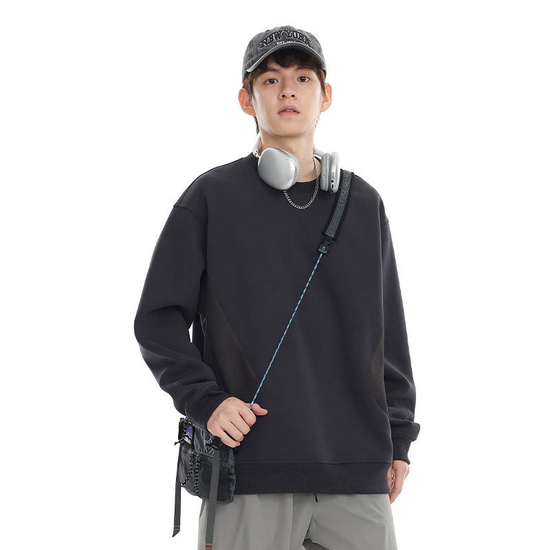 Retro Contrast Color Round Neck Sweater For Men