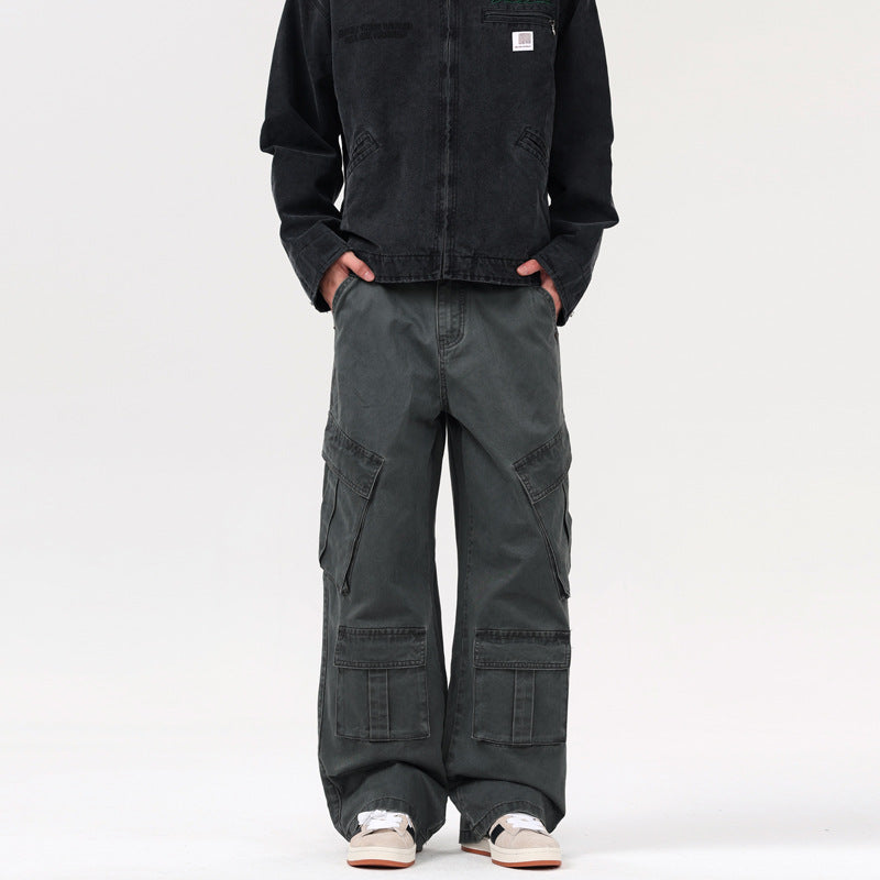 American-style Retro Side Large Pocket Design Overalls