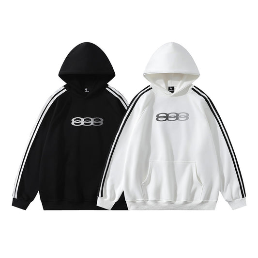 Street American Side Three Horizontal Striped Hooded Sweater Spring And Autumn Men