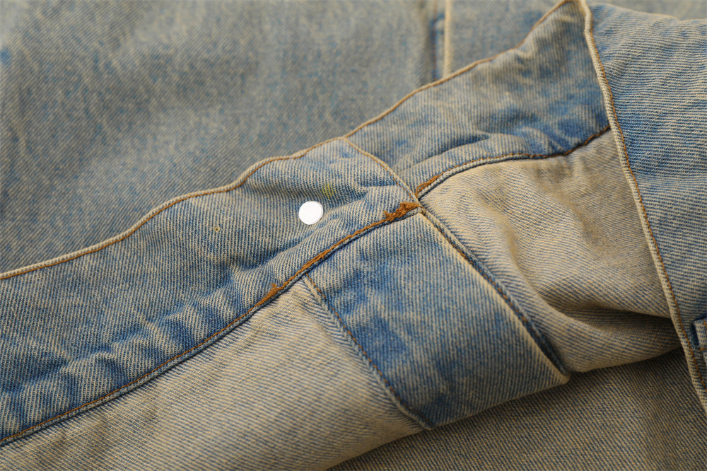 Letter Pattern Denim Coat Men's Autumn And Winter Clothing Loose Shabby Denim Coat