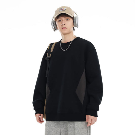 Retro Contrast Color Round Neck Sweater For Men