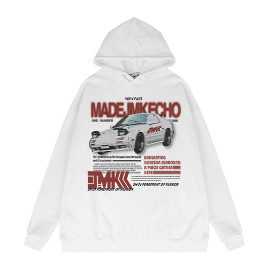 American Car Letter Print Sweatshirt Men