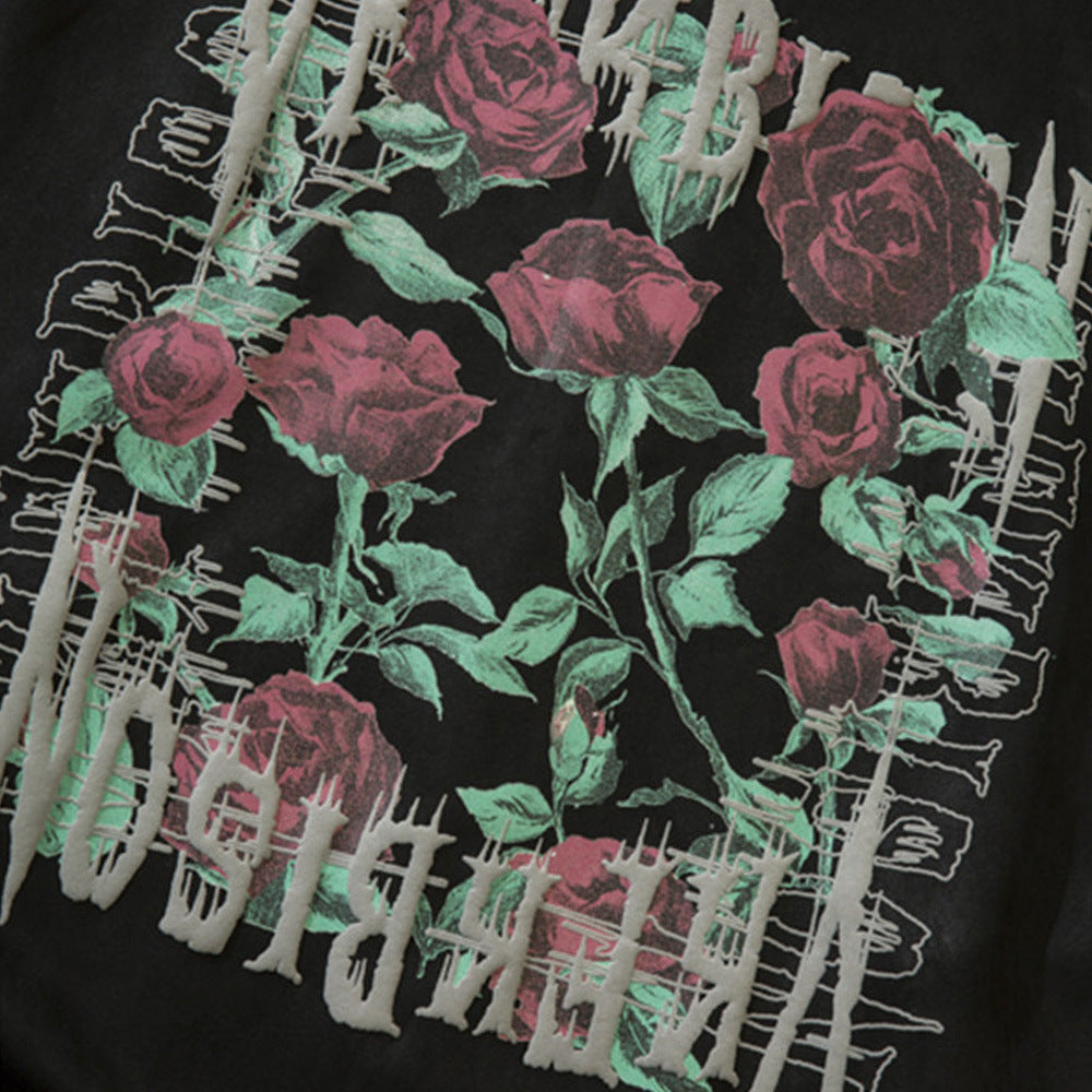 National Fashion European And American Rose Flower Baseball Uniform Jacket