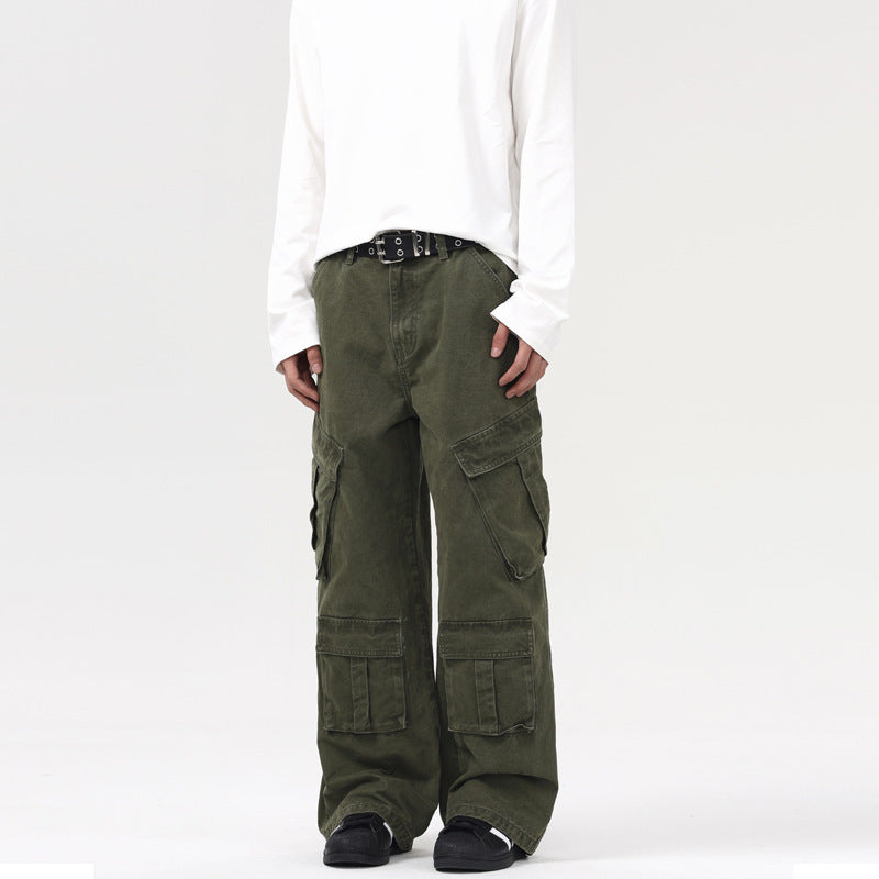 American-style Retro Side Large Pocket Design Overalls