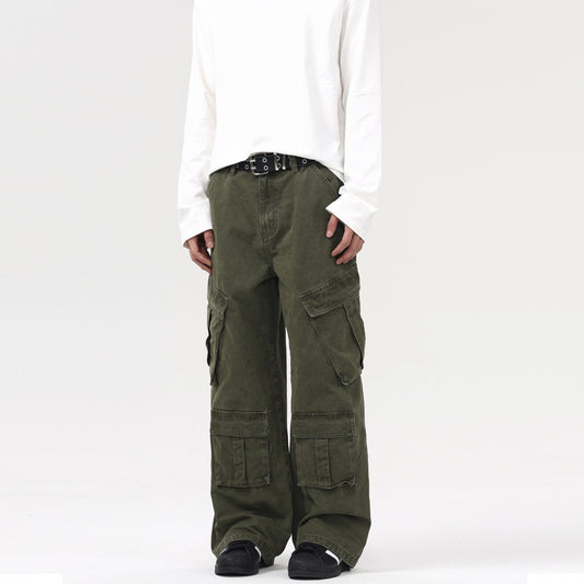 American-style Retro Side Large Pocket Design Overalls