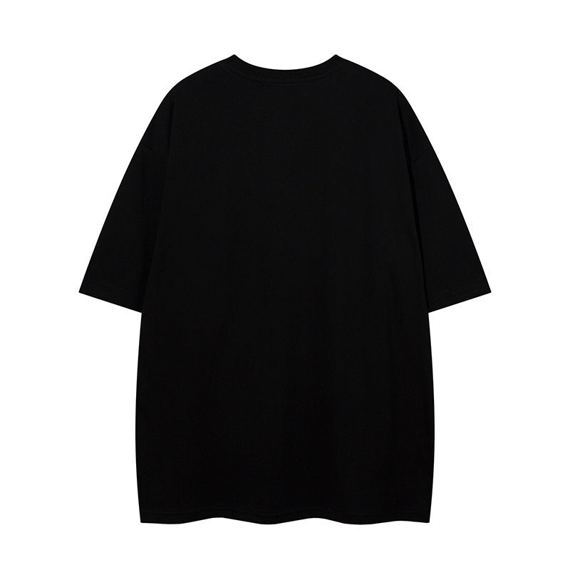 American  Patch Short Sleeve Retro Hip Hop Loose Half-sleeved T-shirt