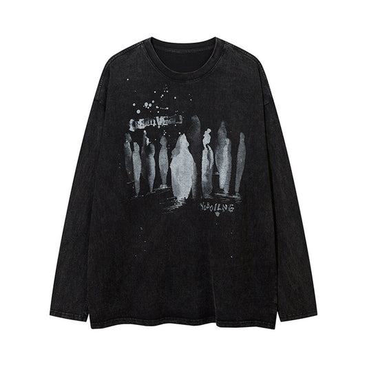 Men's American-style Printed Long-sleeved T-shirt