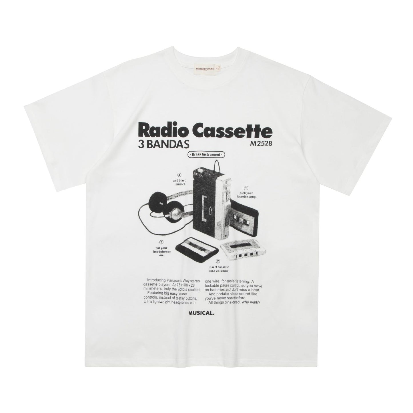 Retro Vintage Tape Pattern Short Sleeve Men