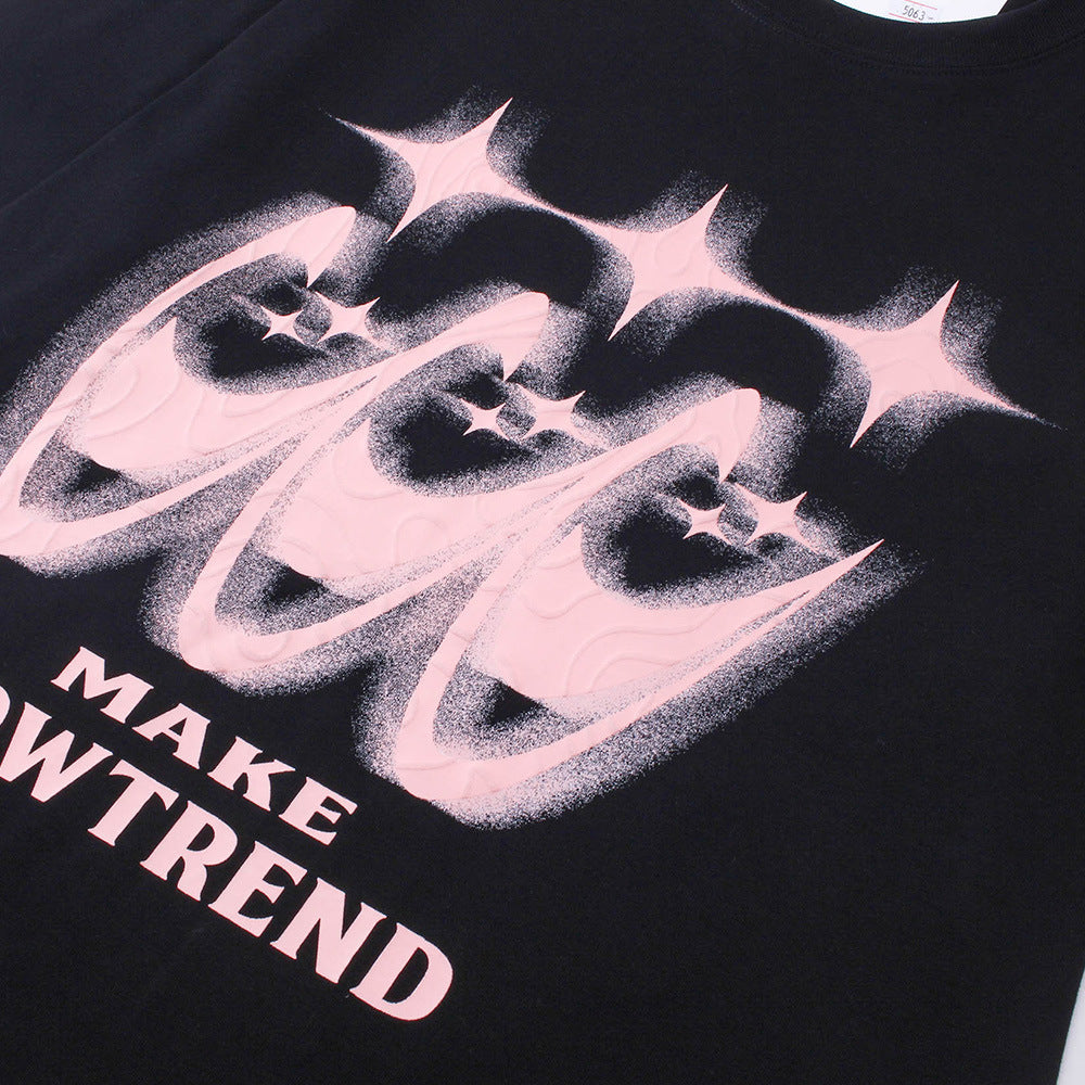 XINGX Abstract Short Sleeve T-shirt Top American High Street