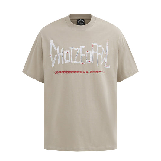 Graffiti Letter Print Short-sleeve Casual Pure Cotton