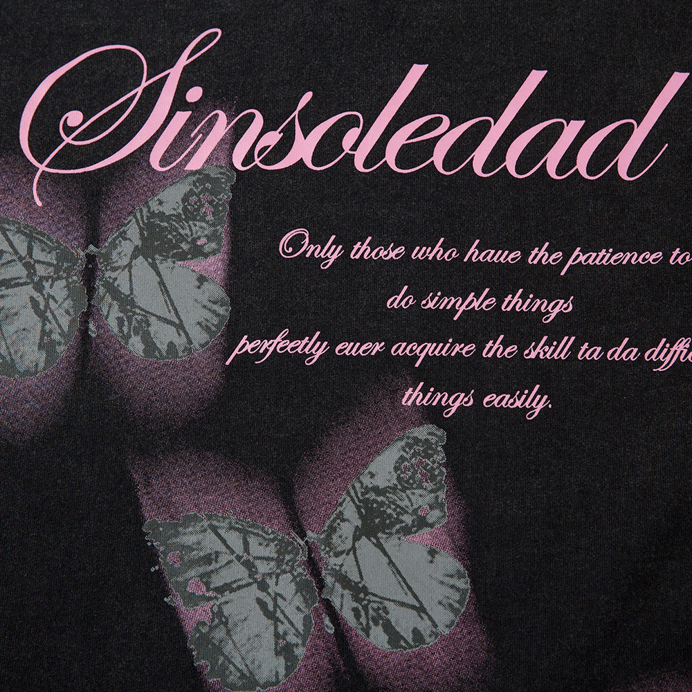 Idle Style Butterfly Design Print Short Sleeve