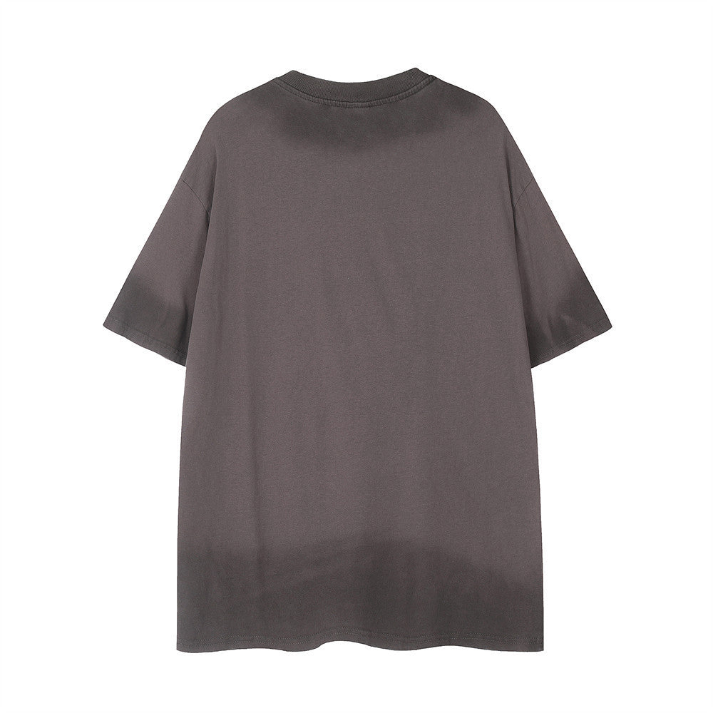 Spray Painting Do Dirty Old Letter Print Short-sleeve