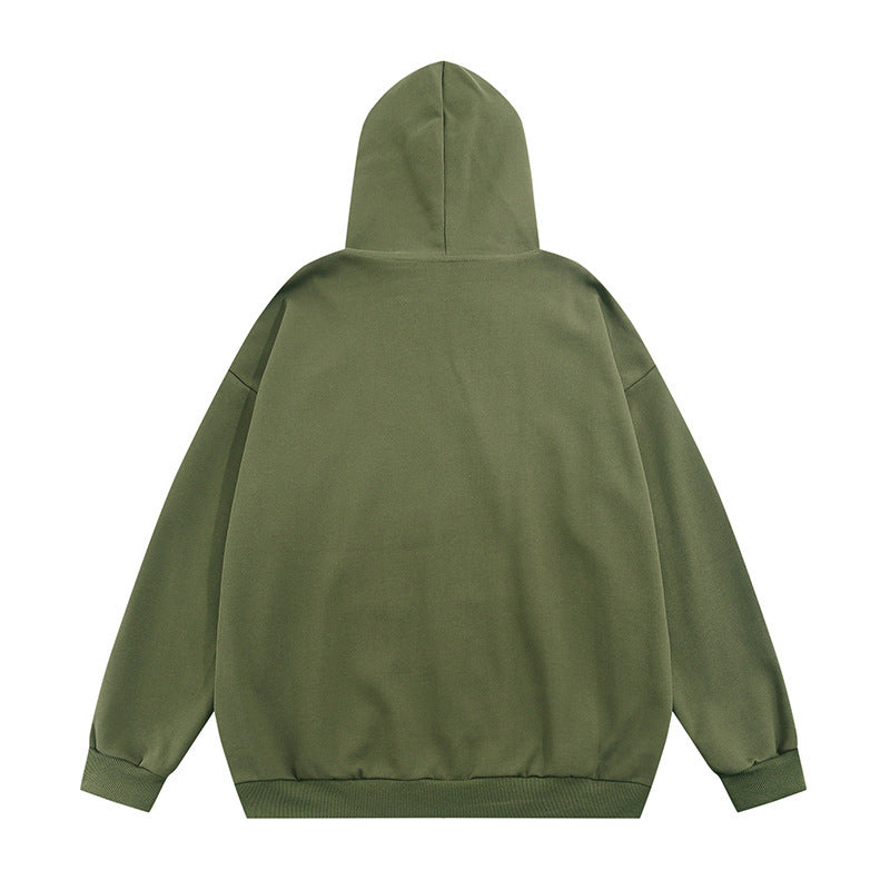 Street American Five-pointed Star Printing Hooded Cardigan Sweater Men